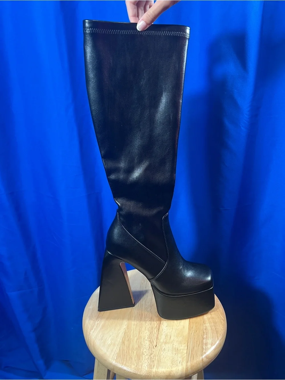 Black Platform Knee-High Women's Boots